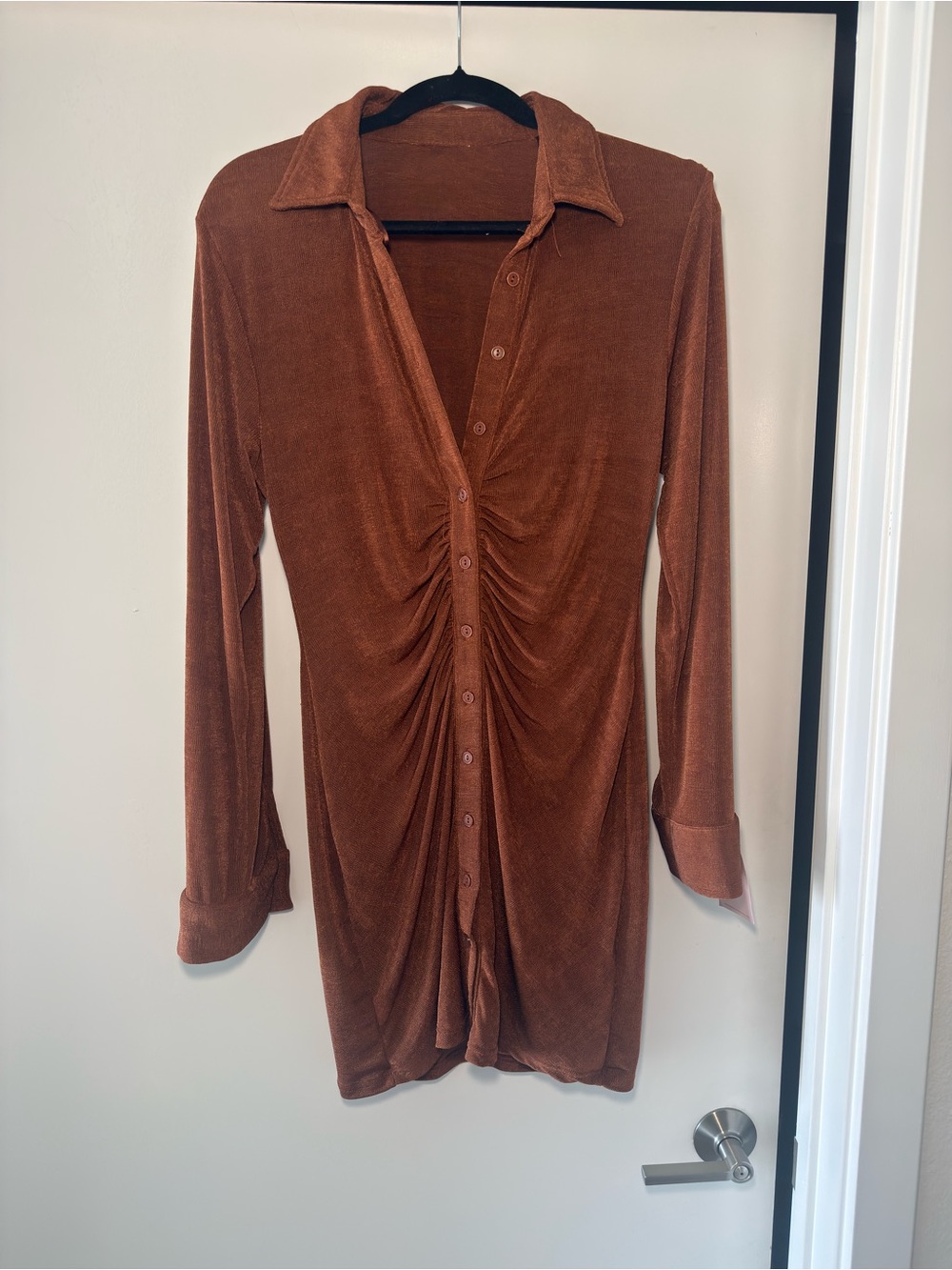 With Jean Andy Rust/Brown Long Sleeve Dress